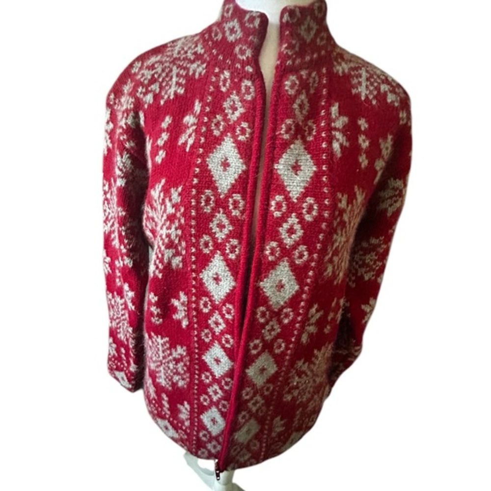 SKYR heavyweight red and gray full zip cardigan size M